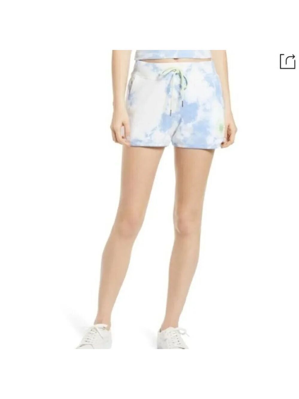 Daydreamer Sunny People Tie Dye Sweat Shorts In Periwinkle Cloud
